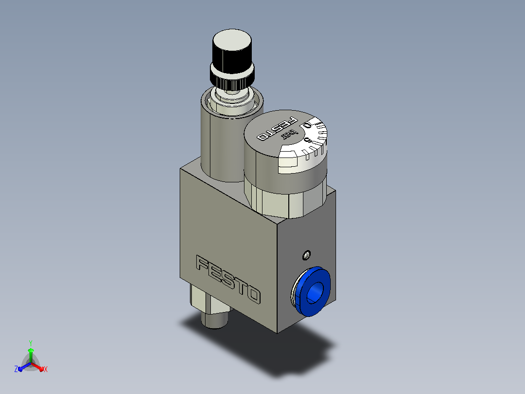 费斯托压力调节器Lrma-m5-qs-4正等轴测图
