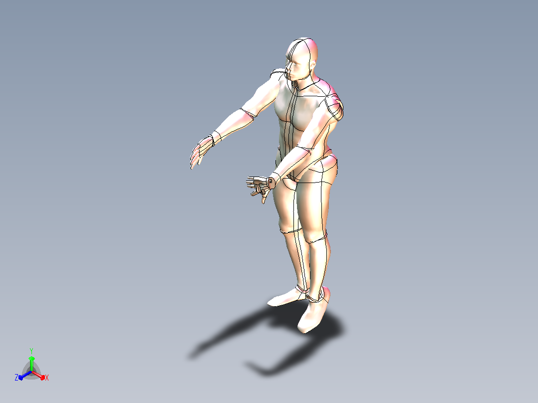 3D人体模型-可自由活动姿态自由调节正等轴测图
