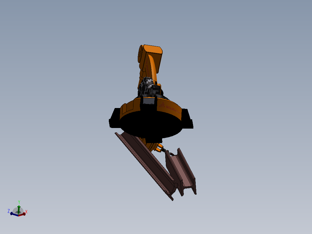 六轴工业机械人外形三维建模图纸 solidworks设计后视图