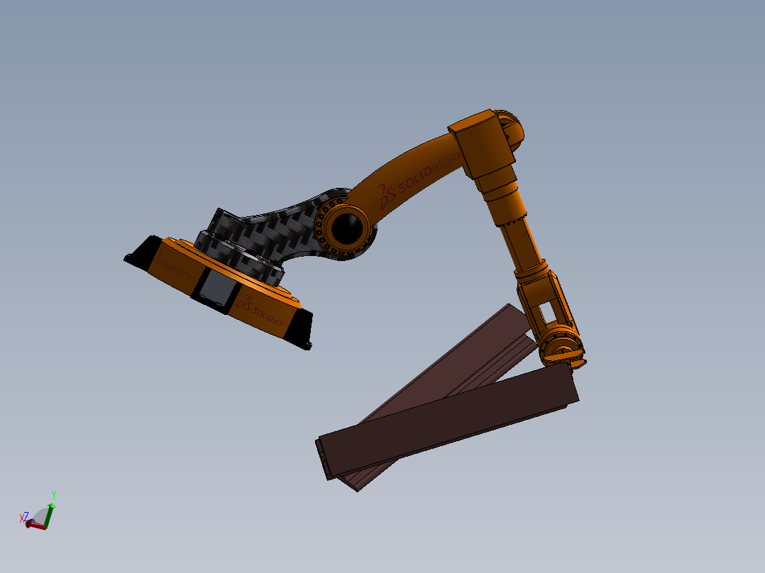 六轴工业机械人外形三维建模图纸 solidworks设计左视图