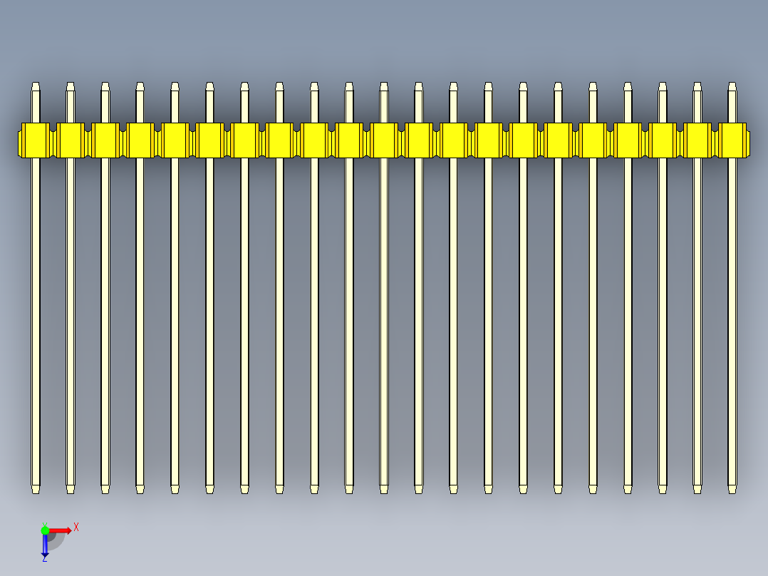 彩色公头100mil（2.54mm）系列-DS1021_yellow_2x21p_100mil_Type43_rev1.0俯视图