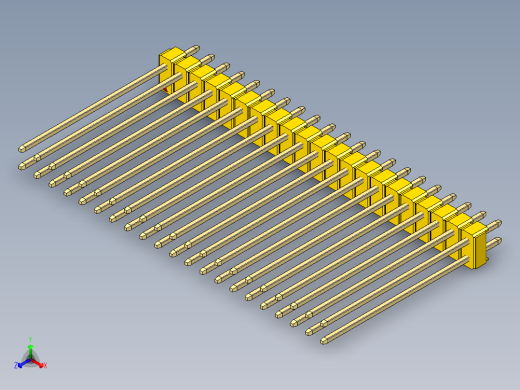 彩色公头100mil（2.54mm）系列-DS1021_yellow_2x21p_100mil_Type43_rev1.0正等轴测缩略图