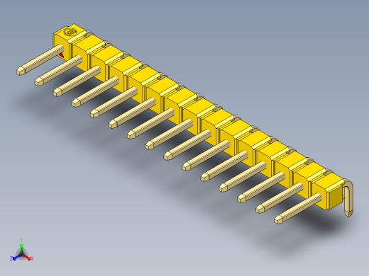 彩色公排针 100mil 2.54mm 系列-DS1022_yellow_1x15p_100mil_TypeD_rev1.0