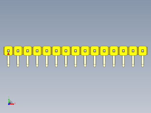 彩色公排针 100mil 2.54mm 系列-DS1022_yellow_1x15p_100mil_TypeD_rev1.0前视缩略图