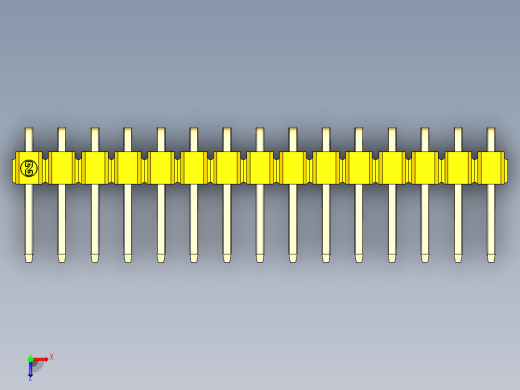 彩色公排针 100mil 2.54mm 系列-DS1022_yellow_1x15p_100mil_TypeD_rev1.0俯视缩略图