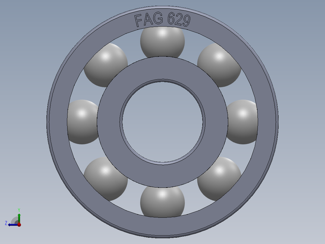 滚珠轴承-FAG BALL BEARING 629 9x26x8.SLDPRT右视图