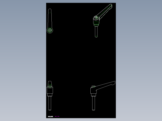 調整式把手(鋅合金B)1059-2D多系列多零件图纸模型
