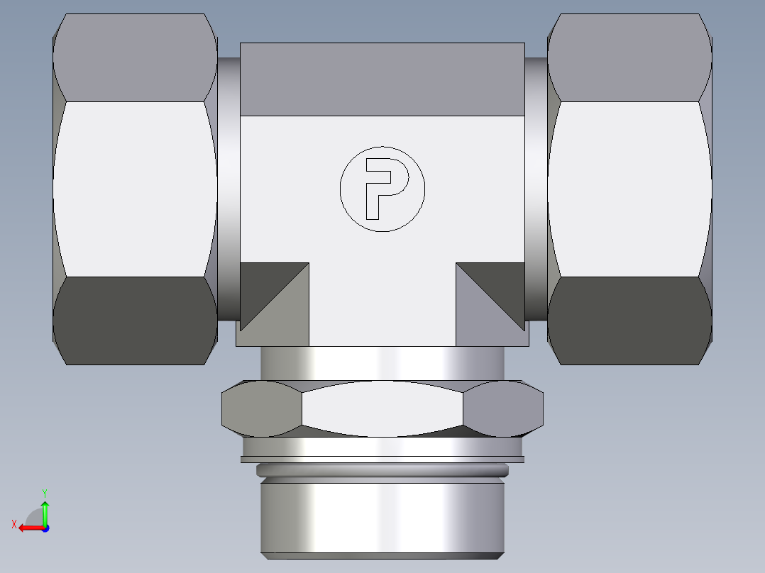卡套式工业通用硬管接头EO_Adjustable_locknut_branch_tee_TEE38ZSMORCF后视图