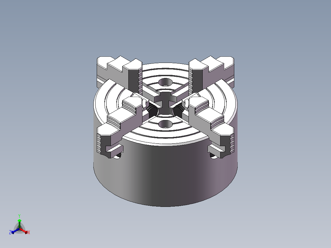 海鸥四爪卡盘正等轴测图