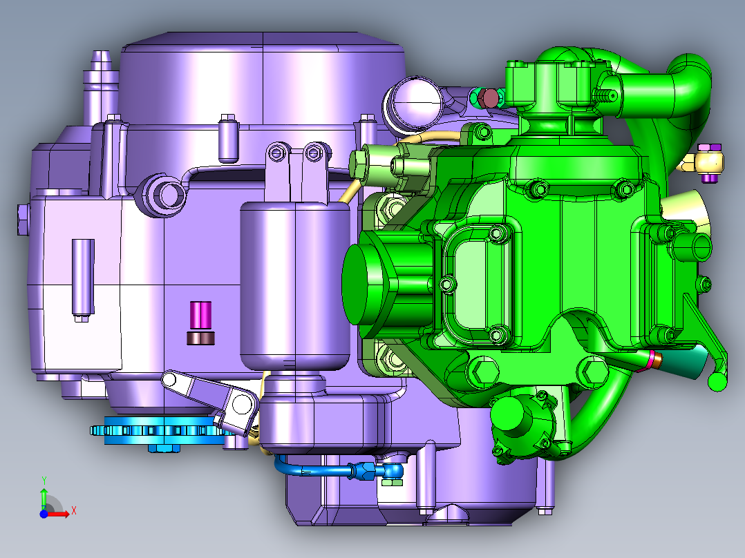 水冷四冲程单缸发动机前视图