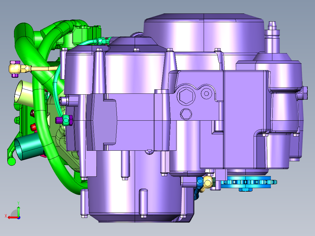 水冷四冲程单缸发动机后视图