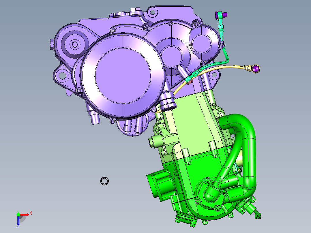 水冷四冲程单缸发动机俯视图