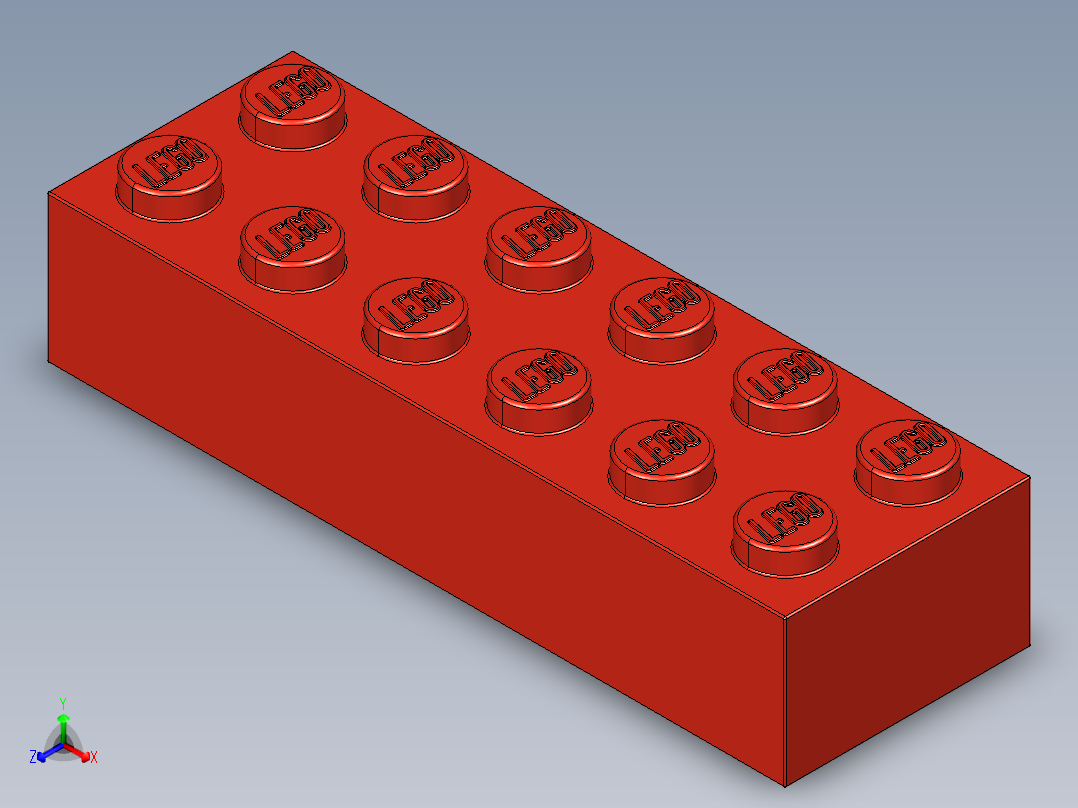 乐高套装 4421基本积木-4181138 - 2456 - 44237 Bright Red Brick 2 x 6.STEP正等轴测图