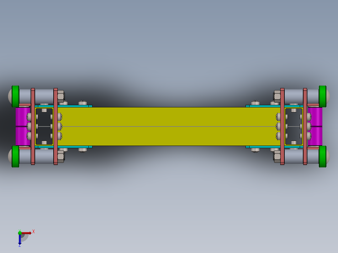 自动电梯系统滑动机构俯视图