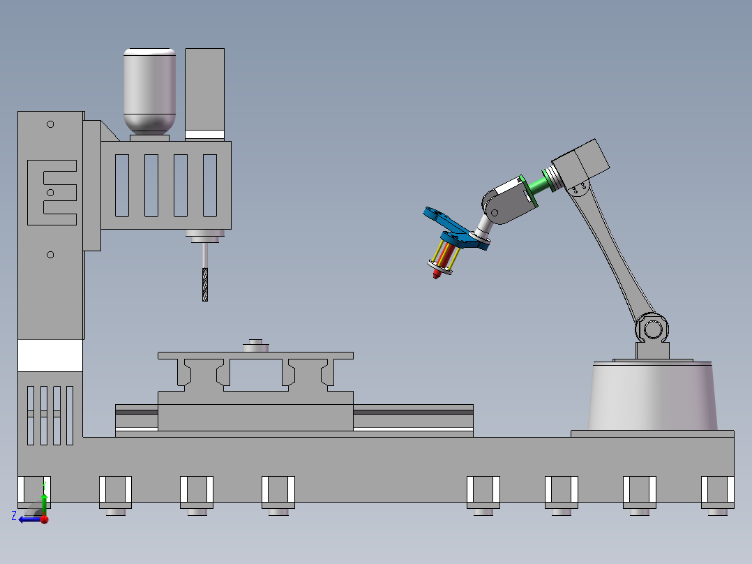 增减材3D打印设备右视图