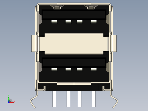 双usb2.0连接器a型前视缩略图