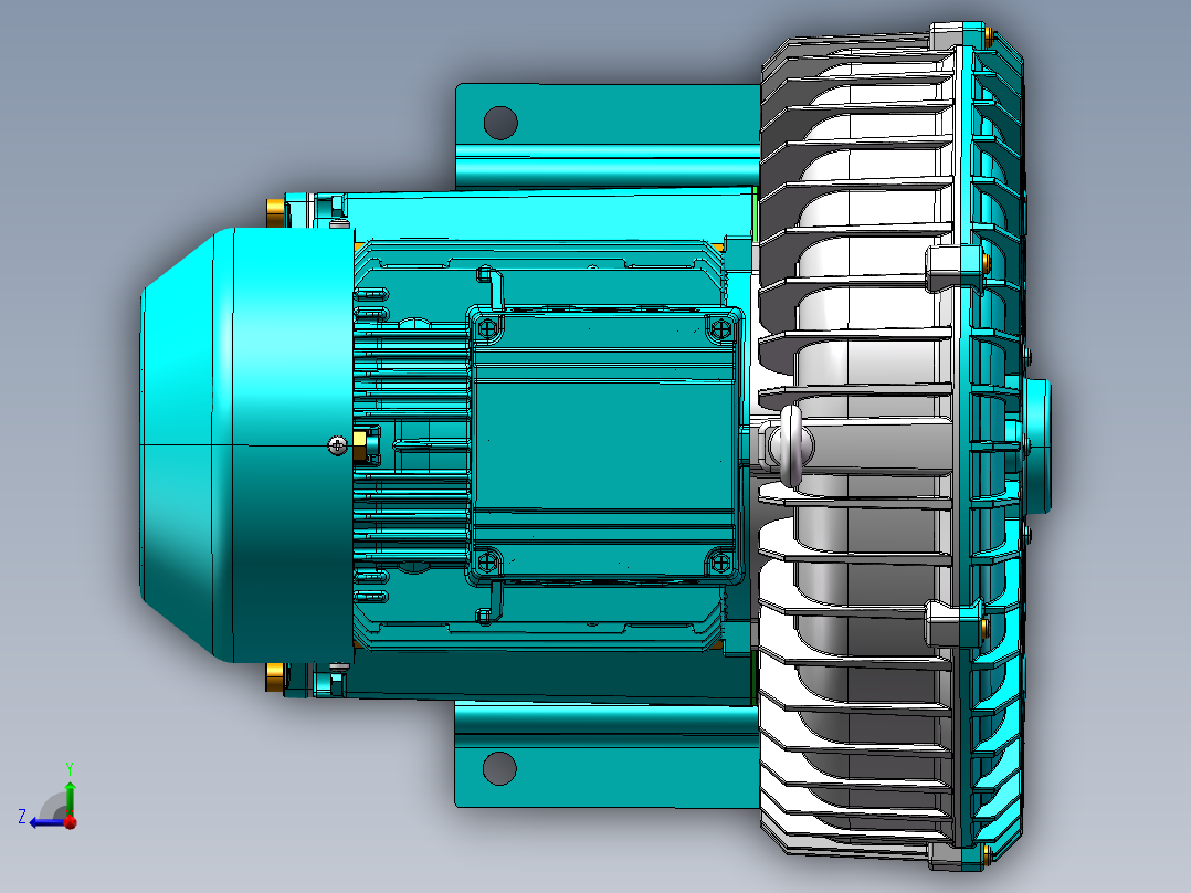 2HB710-AH26-3KW旋涡增压鼓风机右视图