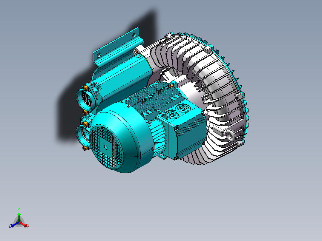 2HB710-AH26-3KW旋涡增压鼓风机正等轴测图