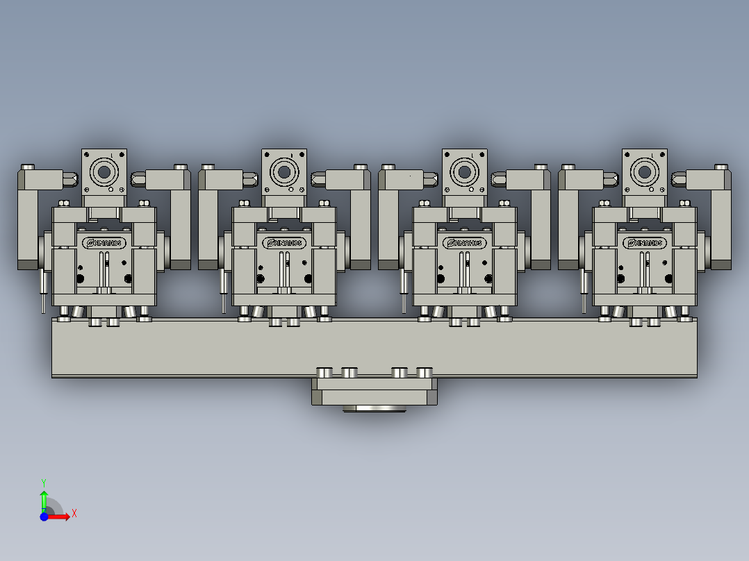 电磁阀阀体一拖四抓手前视图