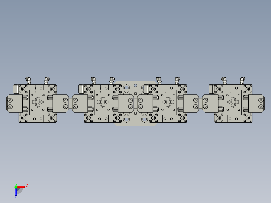 电磁阀阀体一拖四抓手俯视图