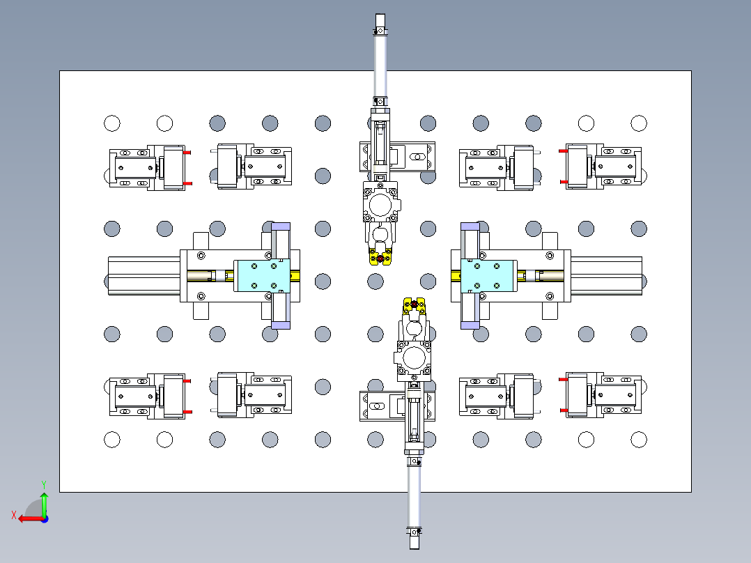 气动焊接柔性工装平台后视图