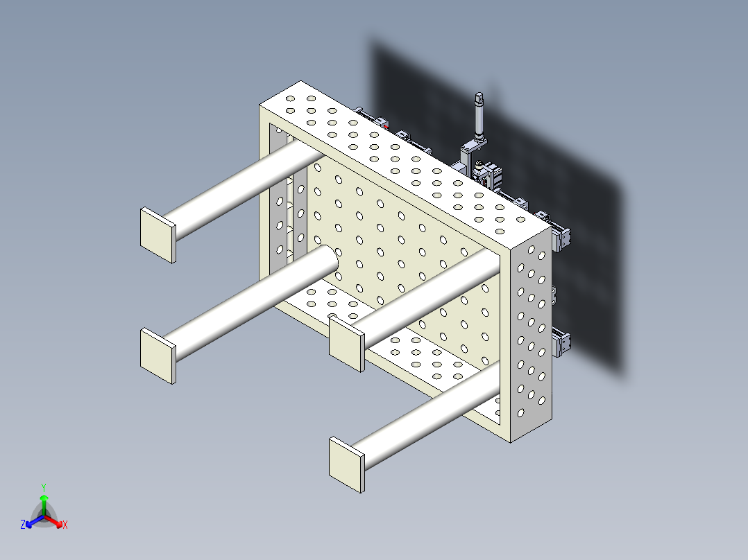气动焊接柔性工装平台正等轴测图