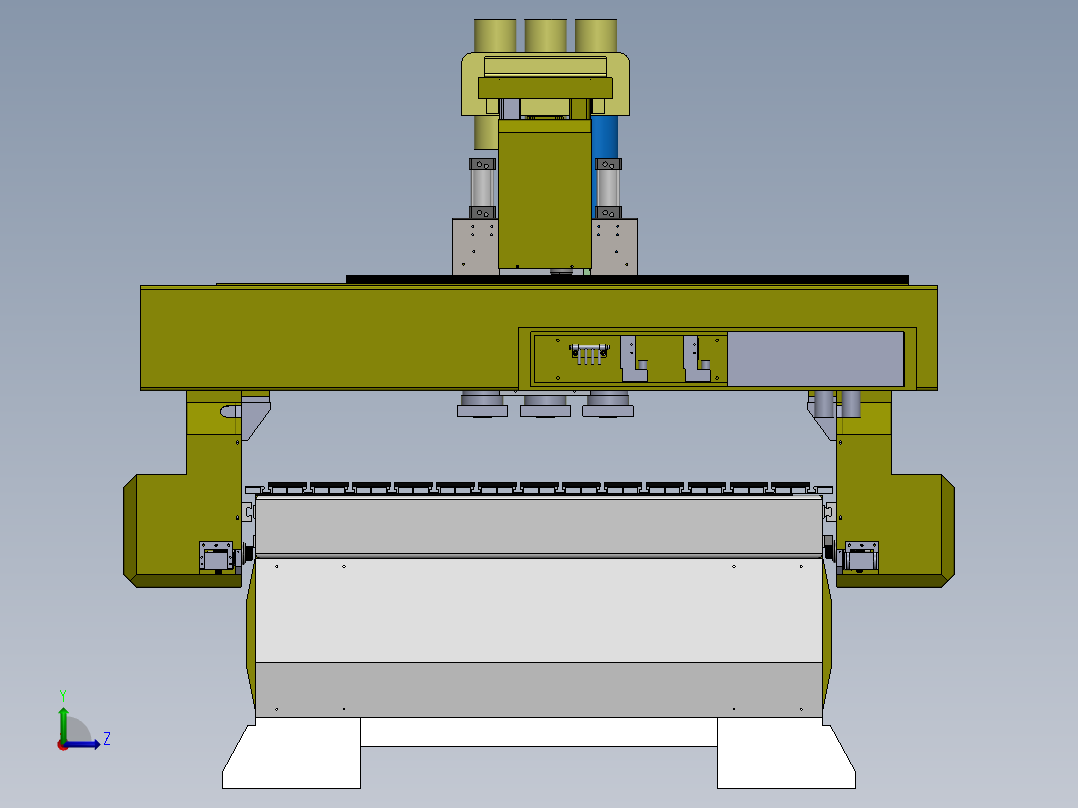气缸三头换刀雕刻机左视图