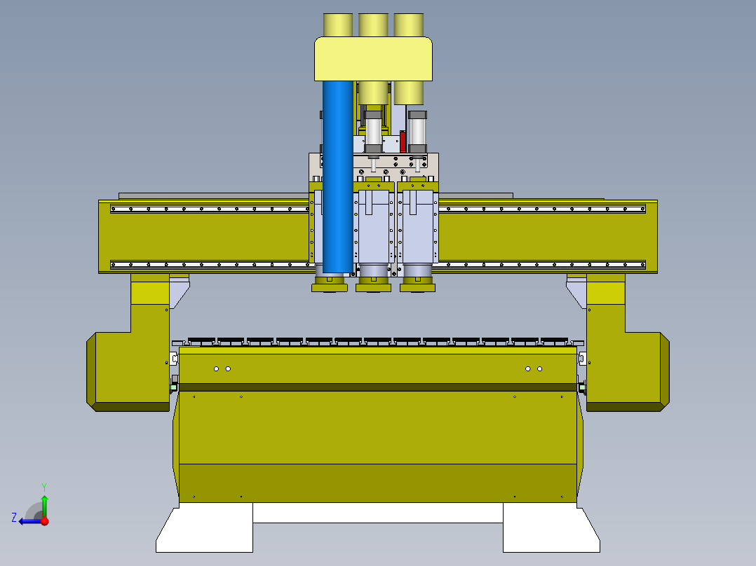 气缸三头换刀雕刻机右视图