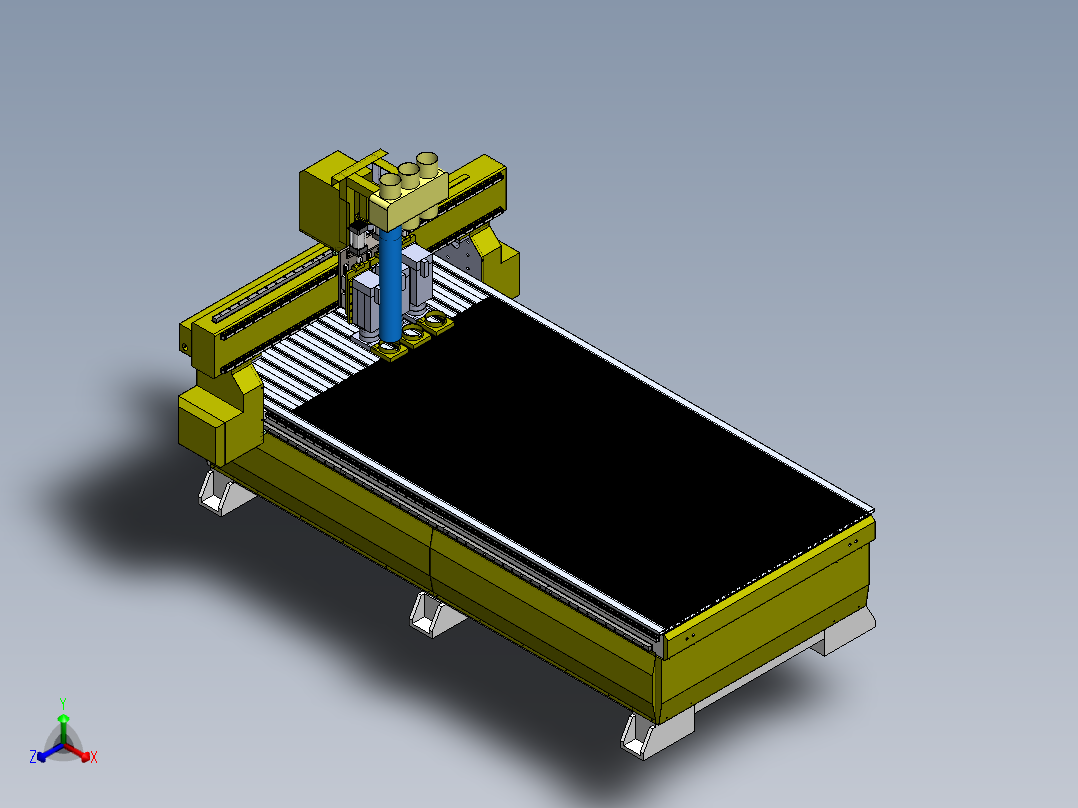 气缸三头换刀雕刻机正等轴测图