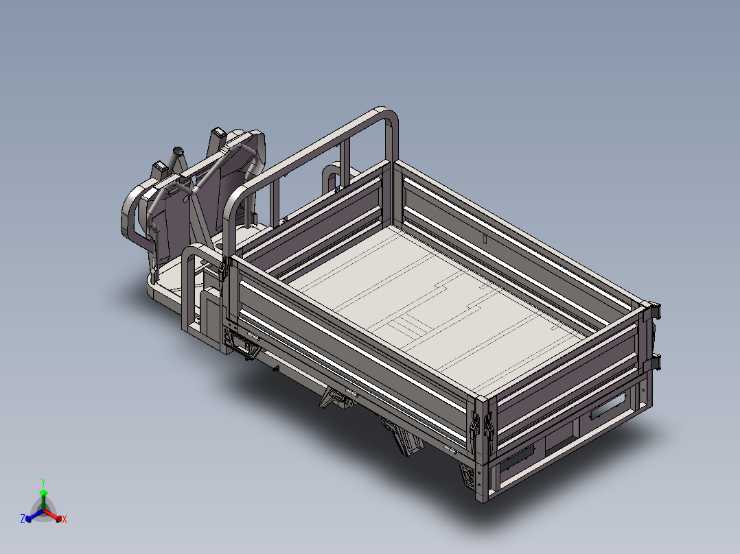 电动三轮车2.0米自卸方案正等轴测图