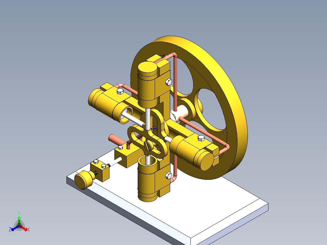 蒸汽机4-cylinder-scotch-yoke-steam-engine-模型格式为 sw主视图