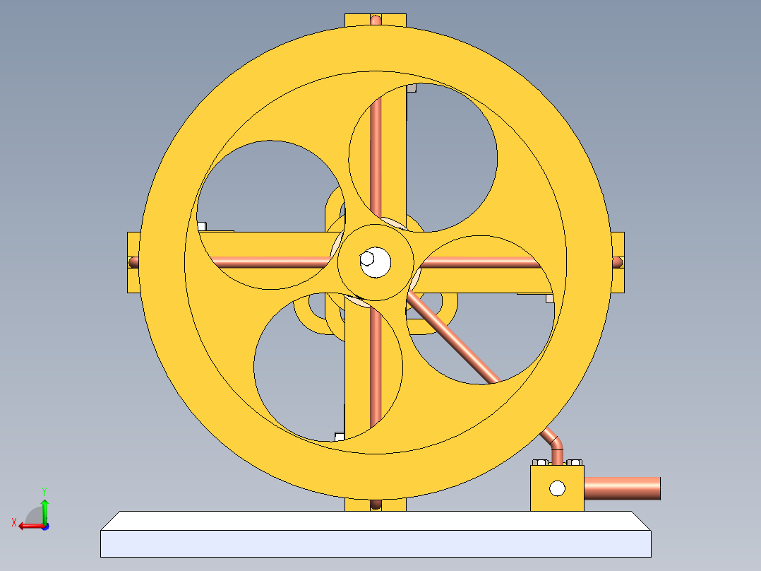 蒸汽机4-cylinder-scotch-yoke-steam-engine-模型格式为 sw后视图