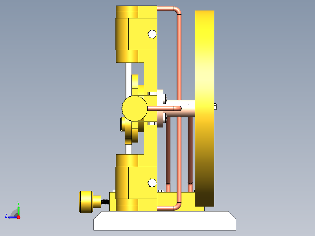 蒸汽机4-cylinder-scotch-yoke-steam-engine-模型格式为 sw右视图