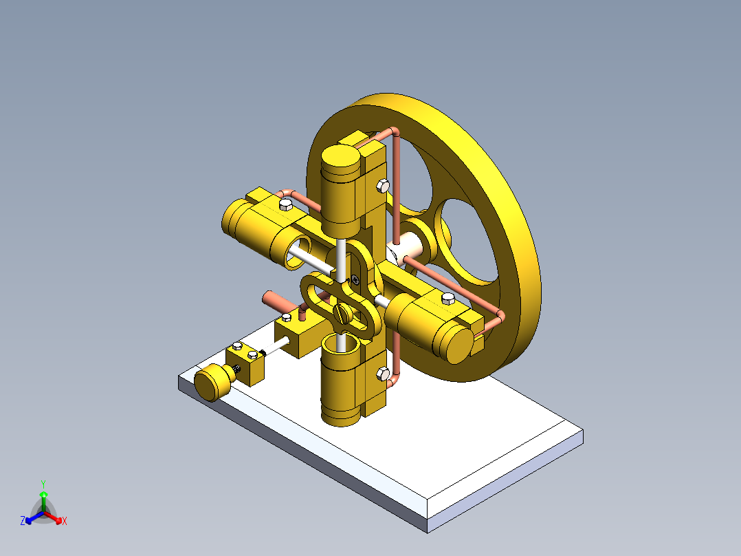 蒸汽机4-cylinder-scotch-yoke-steam-engine-模型格式为 sw正等轴测图