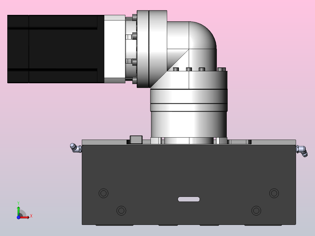 DMG220-RCR齿轮齿条模组直线滑台（电机右折）[DMG220-L20S500-DT750-A2D-RCR-P7]前视图