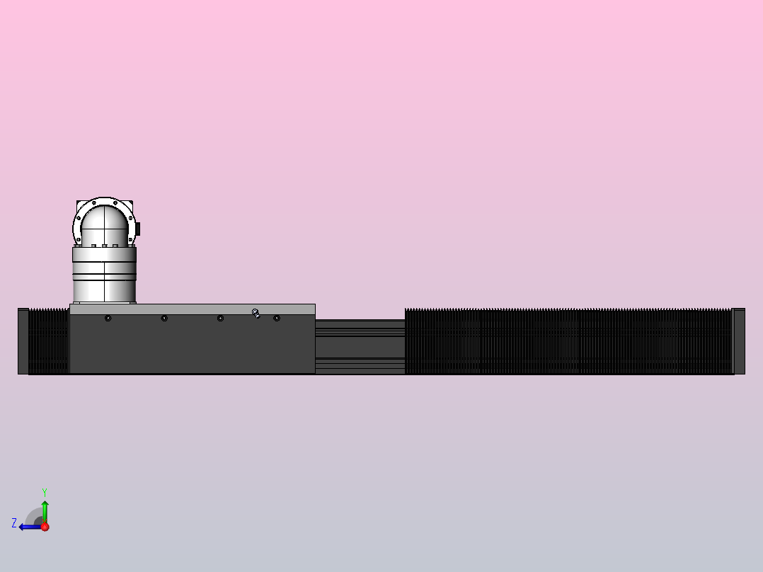 DMG220-RCR齿轮齿条模组直线滑台（电机右折）[DMG220-L20S500-DT750-A2D-RCR-P7]右视图