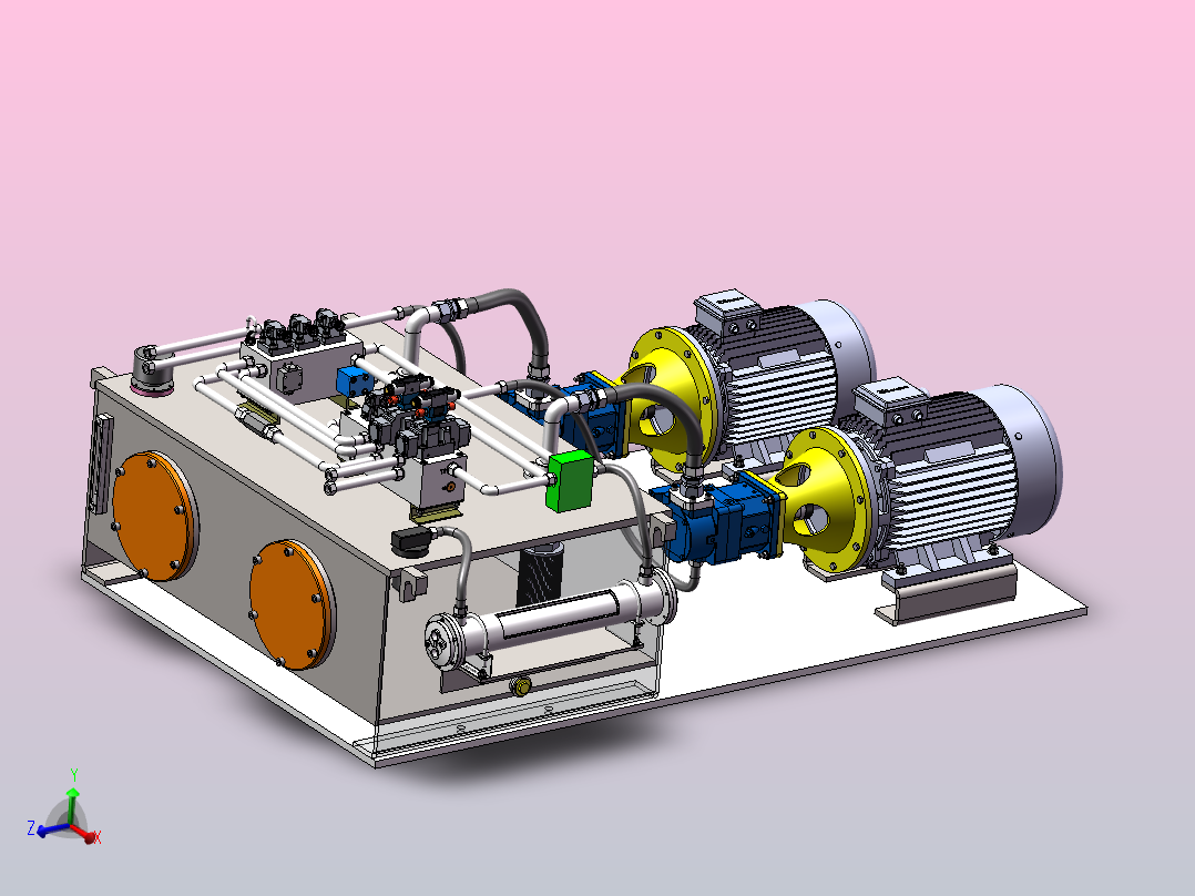 1500T液压机液压系统（SW+CAD+说明书+开题+任务书）主视图