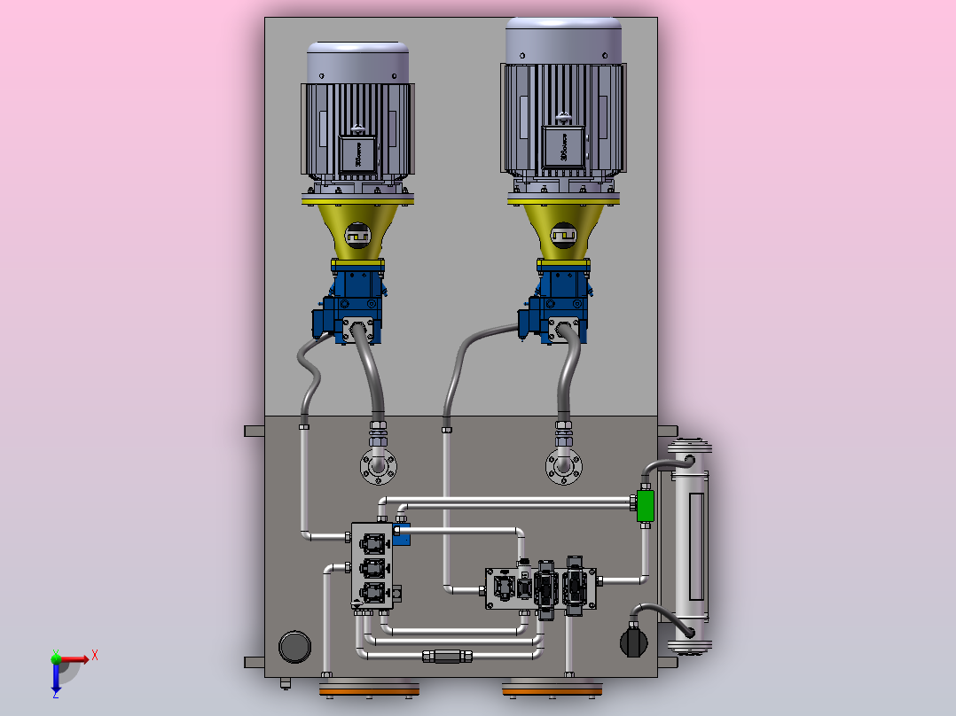 1500T液压机液压系统（SW+CAD+说明书+开题+任务书）俯视图