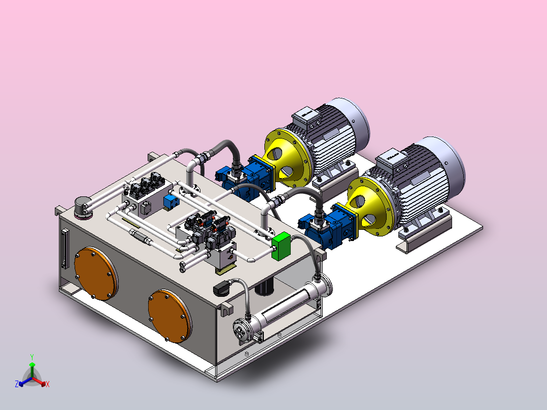 1500T液压机液压系统（SW+CAD+说明书+开题+任务书）正等轴测图