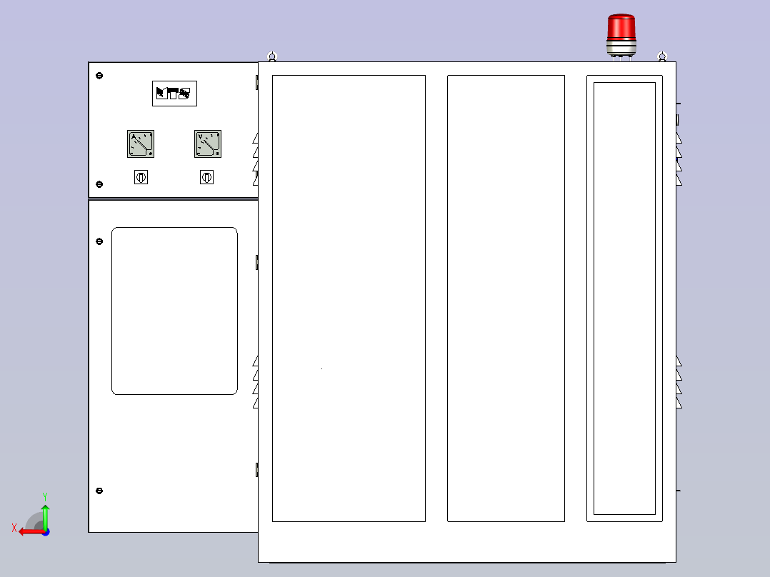 大型的户外机箱柜设计模型后视图