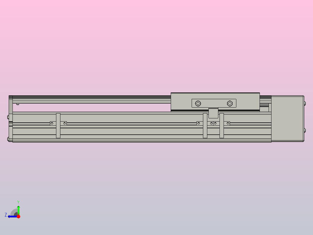 SYS14-200-BL-200W滚珠花健、支撑座、滚珠丝杠、交叉导轨、直线模组.STEP右视图