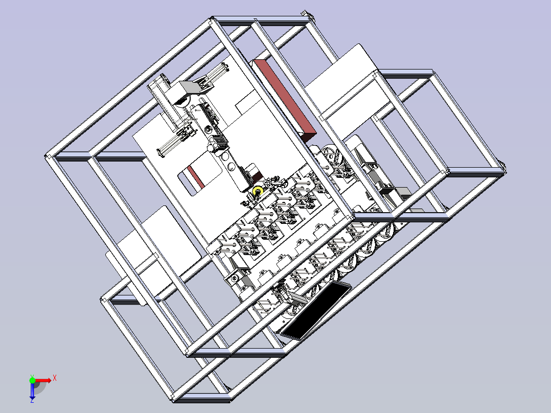 自动翘片压合机3D图纸俯视图