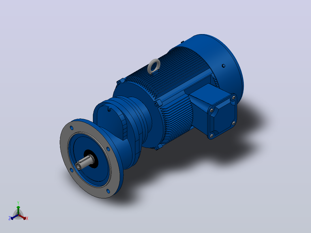 RXF67法兰轴伸式安装斜齿轮减速机RX67-Y4-4P-112M-M1-0°-Φ250正等轴测图