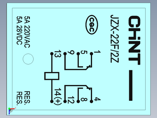 JZX-22F_2Z1小型电磁继电器三维模型202203俯视缩略图