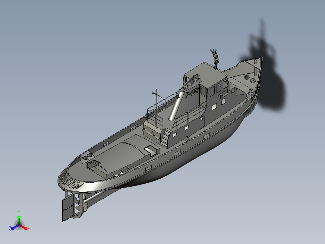 拖轮模型11正等轴测图