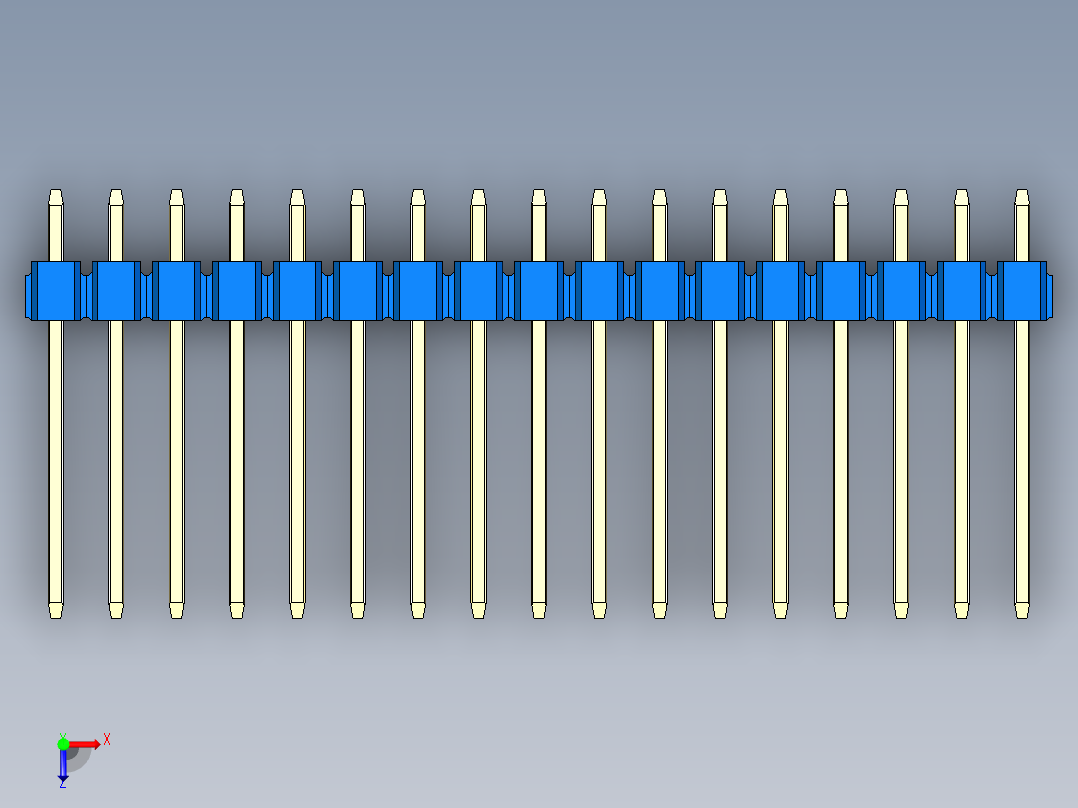 彩色公头100mil（2.54mm）系列-DS1021_blue_1x17p_100mil_Type5_rev1.0俯视图