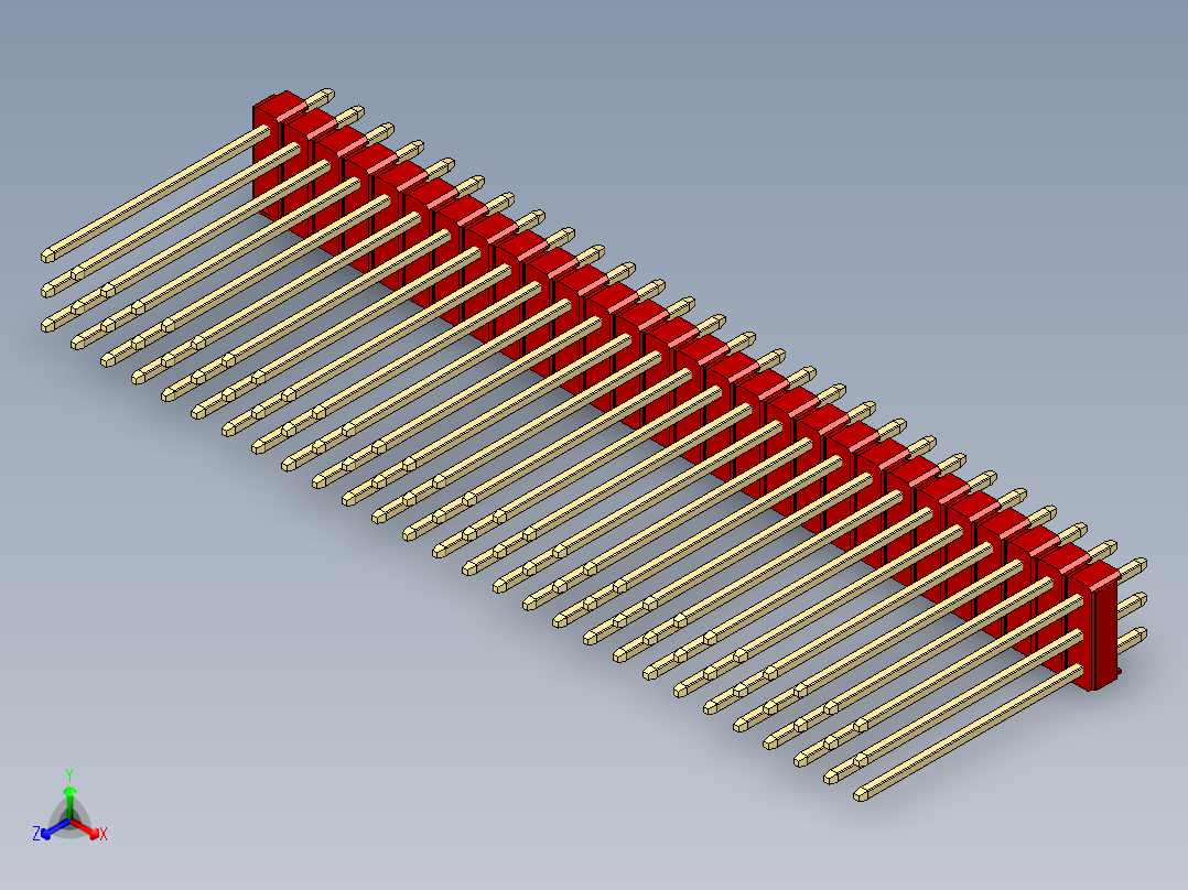 彩色公头100mil（2.54mm）系列-DS1021_red_3x28p_100mil_Type19_rev1.0主视图