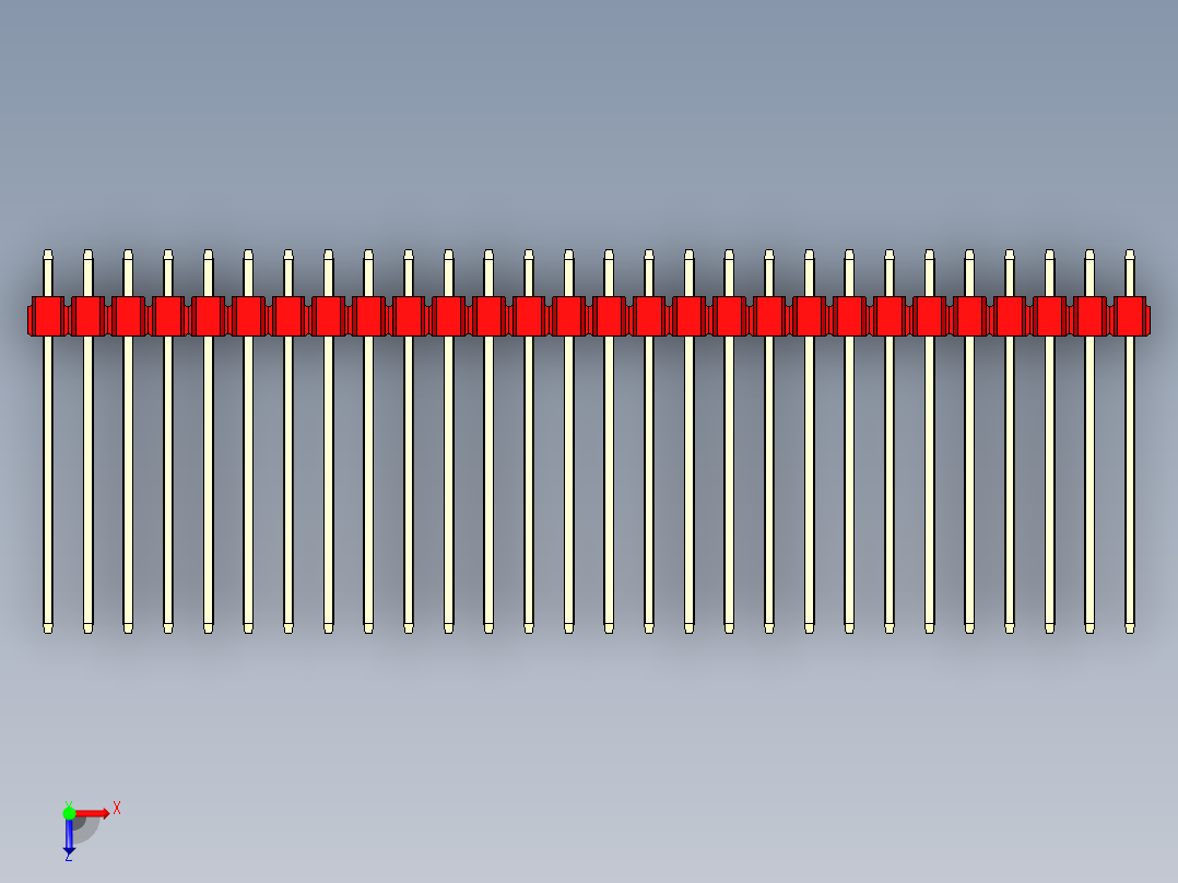 彩色公头100mil（2.54mm）系列-DS1021_red_3x28p_100mil_Type19_rev1.0俯视图