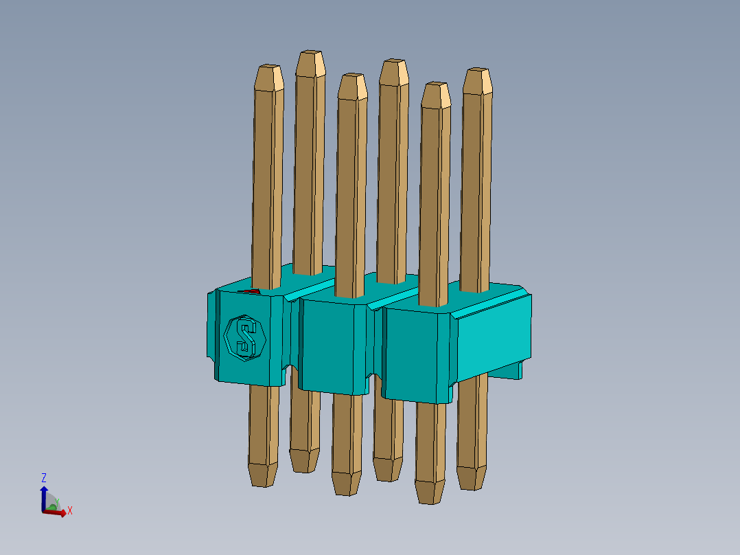 彩色公头100mil（2.54mm）系列-DS1021-100mil(2.54mm)-Type1(3x6.1mm)-3Rx32pin-colored-REV1.0主视图