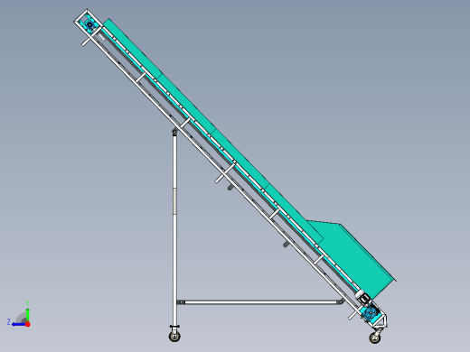 Inclined Conveyor Belt with Flight带刮板的倾斜输送带右视缩略图